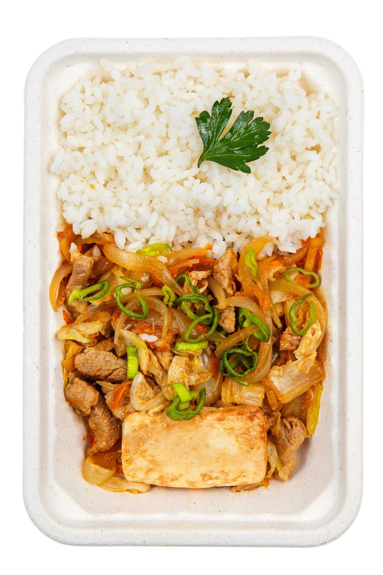 Rijst met groente en tofu